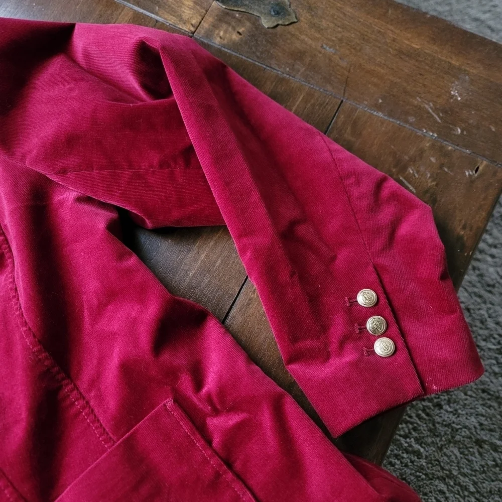 Talbots Corduroy Cotton Stretch 2-Button Blazer size 16W Red Gold Hardware - Picture 4 of 11